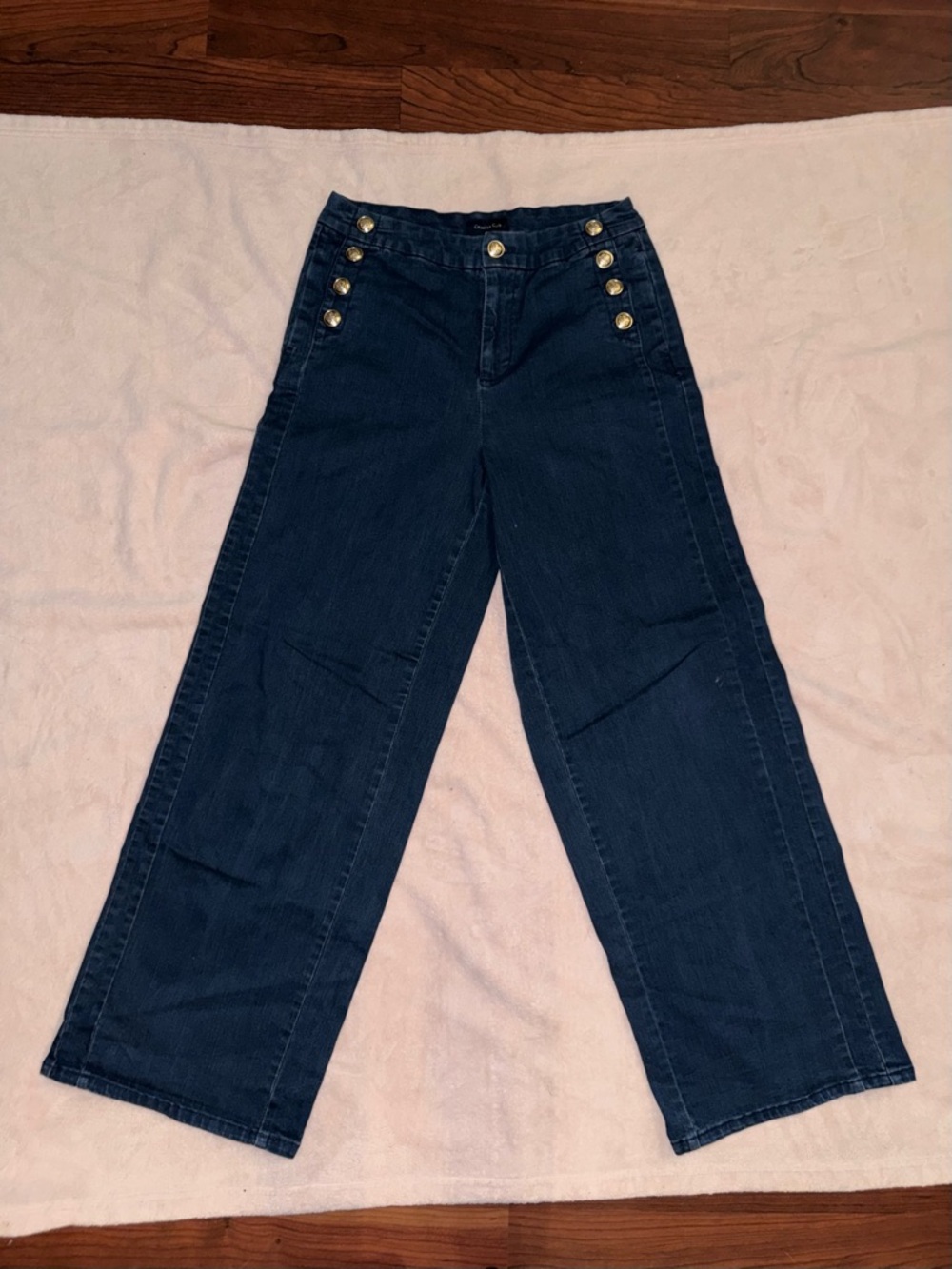Charter Club Women’s sailor button wide leg jeans River Wash 12